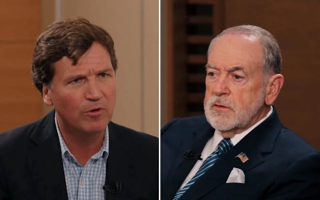 Photos of Tucker Carlson (left) and Mike Huckabee